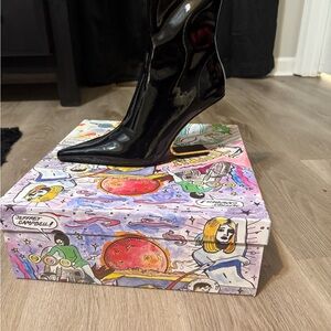 Jeffrey Campbell Glossy Black Heeled Boots